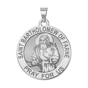 Saint Bartholomew of Farne Round Religious Medal