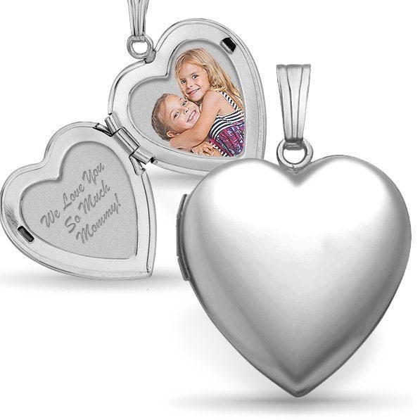  PicturesOnGold.com Sterling Silver Oval Picture Locket - 3/4  Inch X 1 Inch in Sterling Silver WITH ENGRAVING: Clothing, Shoes & Jewelry