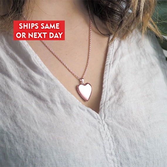 Rose Gold Locket Heart Shaped Rose Gold Locket Photo | Etsy