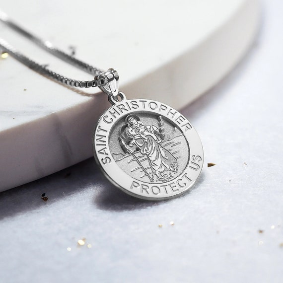 Saint Christopher Round Sterling Silver Medal — Old Mission Santa Barbara