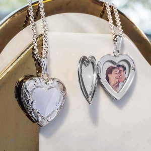 Sterling Silver Heart Photo Locket - 3/4 inch x 3/4 inch