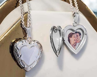 Silver Heart Photo Locket - 3/4 inch x 3/4 inch