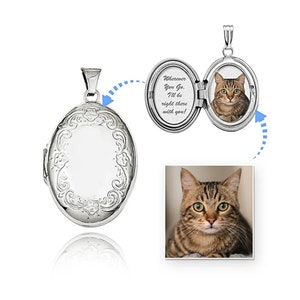 Sterling Silver Floral Oval Photo Locket - 3/4 inch x 1 inch