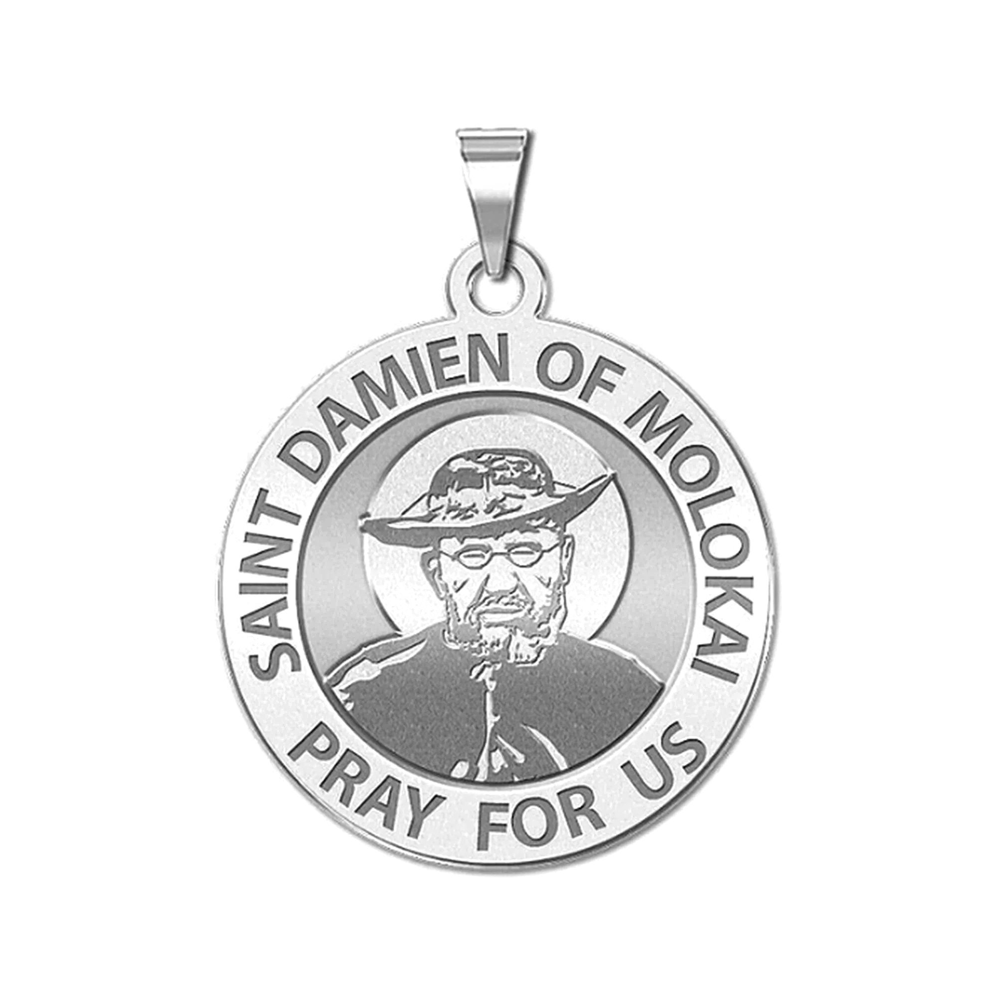 Saint Damien of Molokai Round Religious Medal