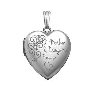Mother Daughter Locket • Mother Daughter Necklace • Sterling Silver Mother & Daughter Forever Heart Photo Locket