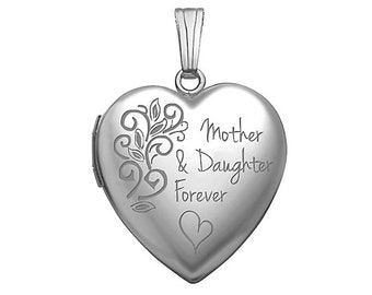 Mother Daughter Locket • Mother Daughter Necklace • Sterling Silver Mother & Daughter Forever Heart Photo Locket