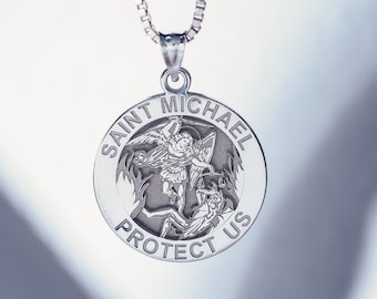 Saint Michael Necklace, Saint Michael Pendant, Saint Michael Medal Necklace, Saint Michael Medal, St Michael the Archangel
