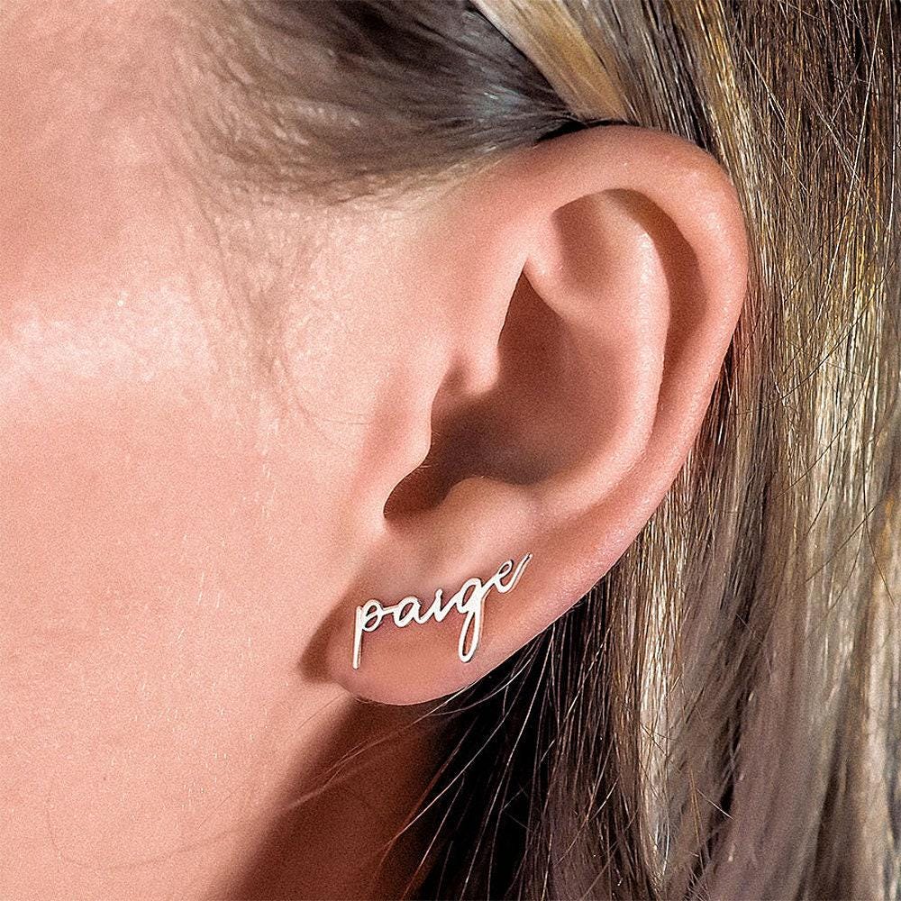 Cute Name Earrings, Minimalist Personalized Name Earrings, Name Jewelry, Minimalist Earrings, Personalized Earrings, Custom Name Earrings