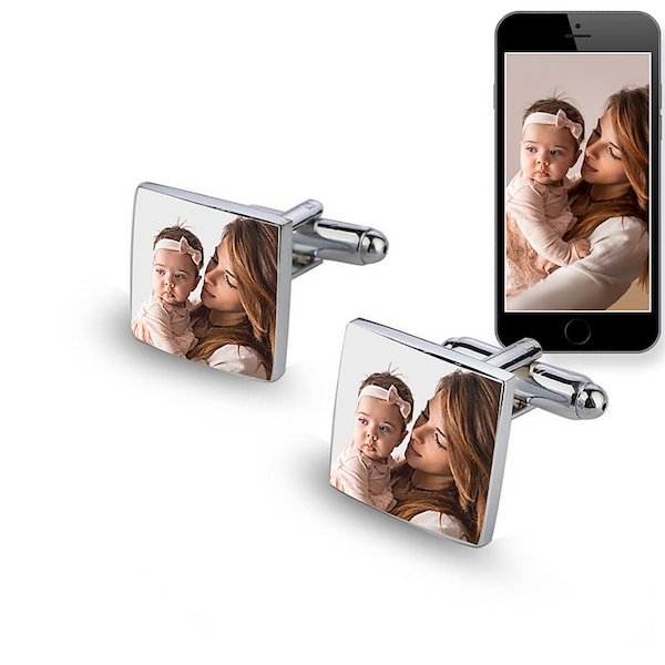 Photo Cufflinks • Personalized Cufflinks • Custom Cufflinks • Photo Cufflinks for Men • Groomsman Gifts • Groom Gifts • Engraved Cufflinks