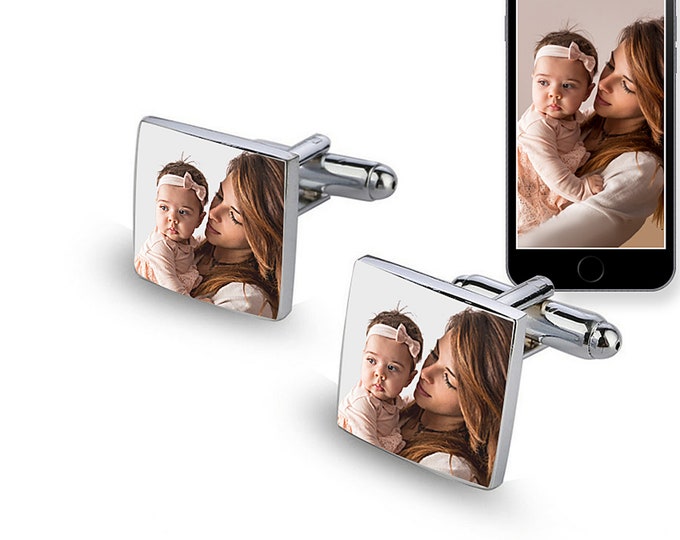 Photo Cufflinks • Personalized Cufflinks • Custom Cufflinks • Photo Cufflinks for Men • Groomsman Gifts • Groom Gifts • Engraved Cufflinks