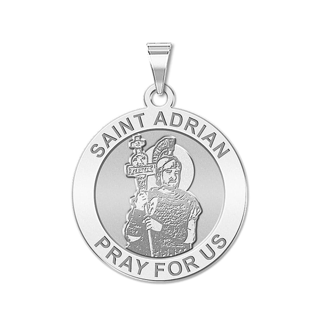 Saint Adrian Round Religious Medal Etsy