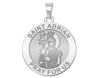Saint Adrian Round Religious Medal