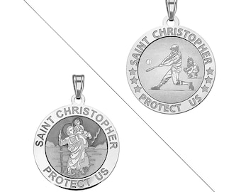 Baseball - Saint Christopher Doubledside Sports Religious Medal "EXCLUSIVE"