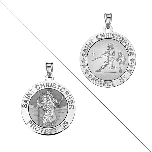 Baseball - Saint Christopher Doubledside Sports Religious Medal "EXCLUSIVE"