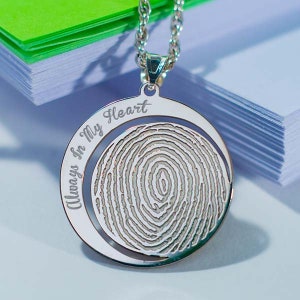 Custom Fingerprint Round Charm With Photo/Birthstone Option image 4