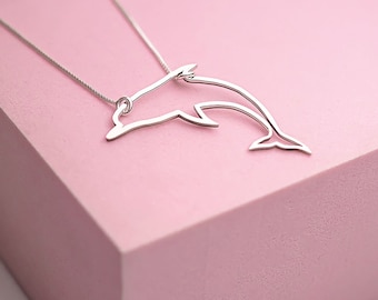 Dolphin Necklace • Cute & Dainty Dolphin Necklace • Dolphin Necklace for Women Available in Silver, Gold, Rose Gold and White Gold