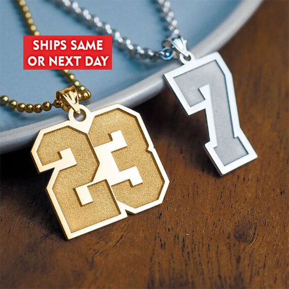 Sports Number Necklace Number Necklace Custom Number - Etsy