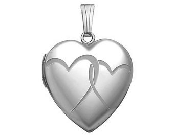 Silver "Interlocking Hearts" Heart Photo Locket