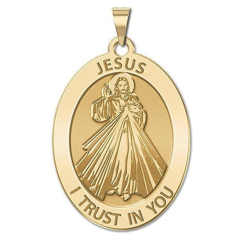 Divine Mercy Oval Religious Medal Etsy