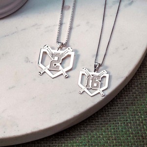 Baseball Bats Necklace • Personalized Baseball Bats Number Necklace • Baseball Bats Pendant Necklace With Any Number Available