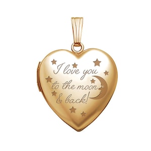 Yellow Gold To The Moon & Back Heart Photo Locket