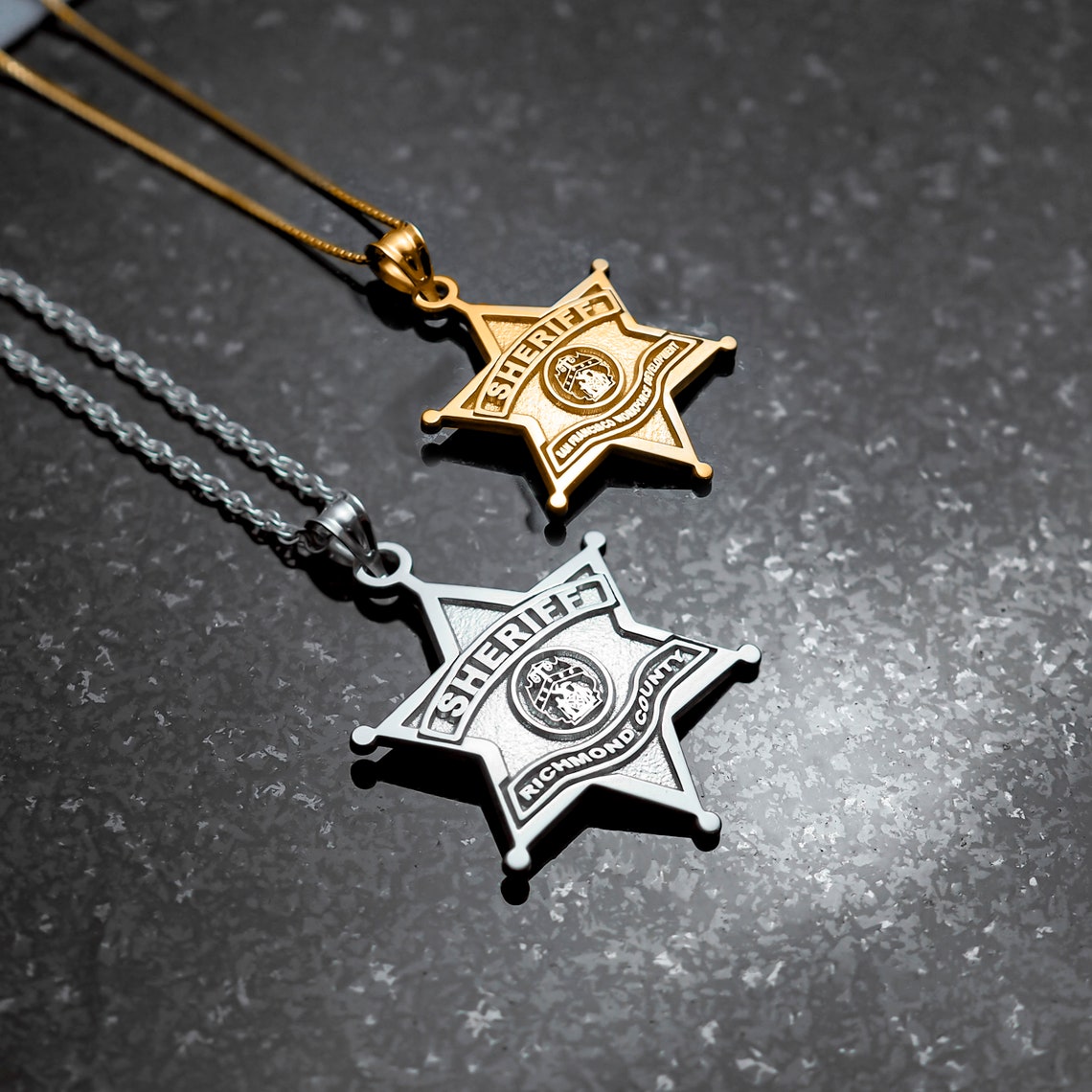 Sheriff Badge Sheriff Badge Necklace Personalized Sheriff Etsy