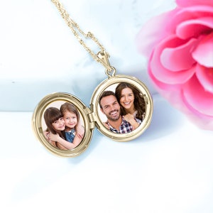 14K Solid Gold Round Photo Locket image 3