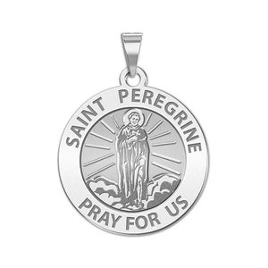 Saint Peregrine Round Religious Medal "EXCLUSIVE"