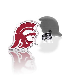 Orecchini USC Trojan - Orecchini a bottone USC - Paio di orecchini a forma di testa di Trojan USC