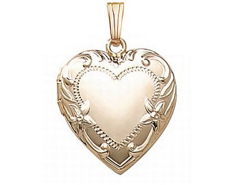 14k Gold Filled Heart Photo Locket - 3/4 inch x 3/4 inch