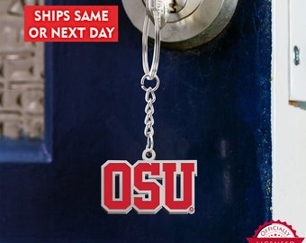 Chaveiro OSU em Prata de Lei - Ohio State University Buckeyes, Produto Oficial Licenciado