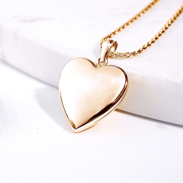 Gold Locket Necklace with Photo - Gold Heart Locket Necklace - Personalized Gold Locket Necklace for Women