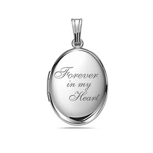 Sterling Silver Forever In My Heart Oval Photo Locket