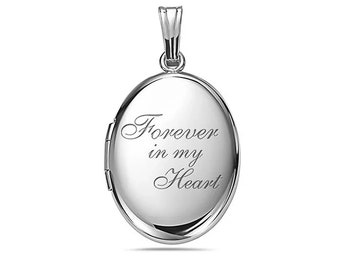 Sterling Silver Forever In My Heart Oval Photo Locket