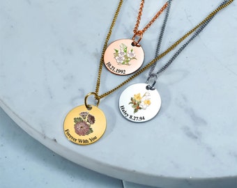 Birth Flower Necklace • Birth Month Flower Necklace • Personalized Birth Flower Necklace • Minimalist Floral Necklace • Gift for Mom