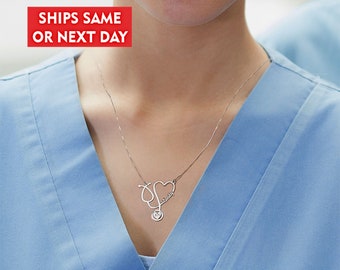 Heartbeat Stethoscope Necklace ACJNA 925 Sterling Silver Medical Stethoscope Lariat Necklace Heartbeat Pendant for Doctor Student Gift Nurse Jewelry Heartbeat Stethoscope Necklace ACJNA 925 Sterling Silver Medical Stethoscope Lariat Necklace Heartbeat Pendant for Doctor Student Gift Nurse Jewelry