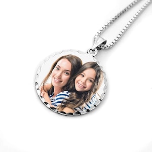 Round Photo Pendant with Diamond Cut Edge