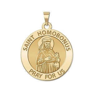 Saint Homobonus Round Religious Medal