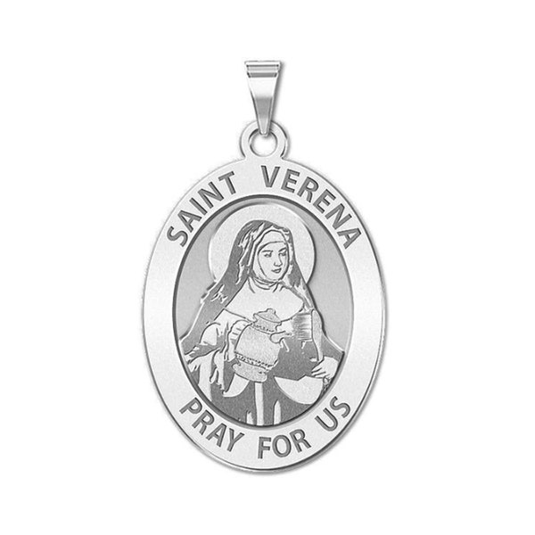Heilige Verena - Ovale religiöse Medaille