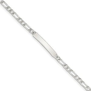 Custom Engraved Sterling Silver Women's Figaro Link ID Bracelet