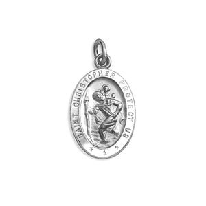 Sterling silver saint christopher oval religious medal