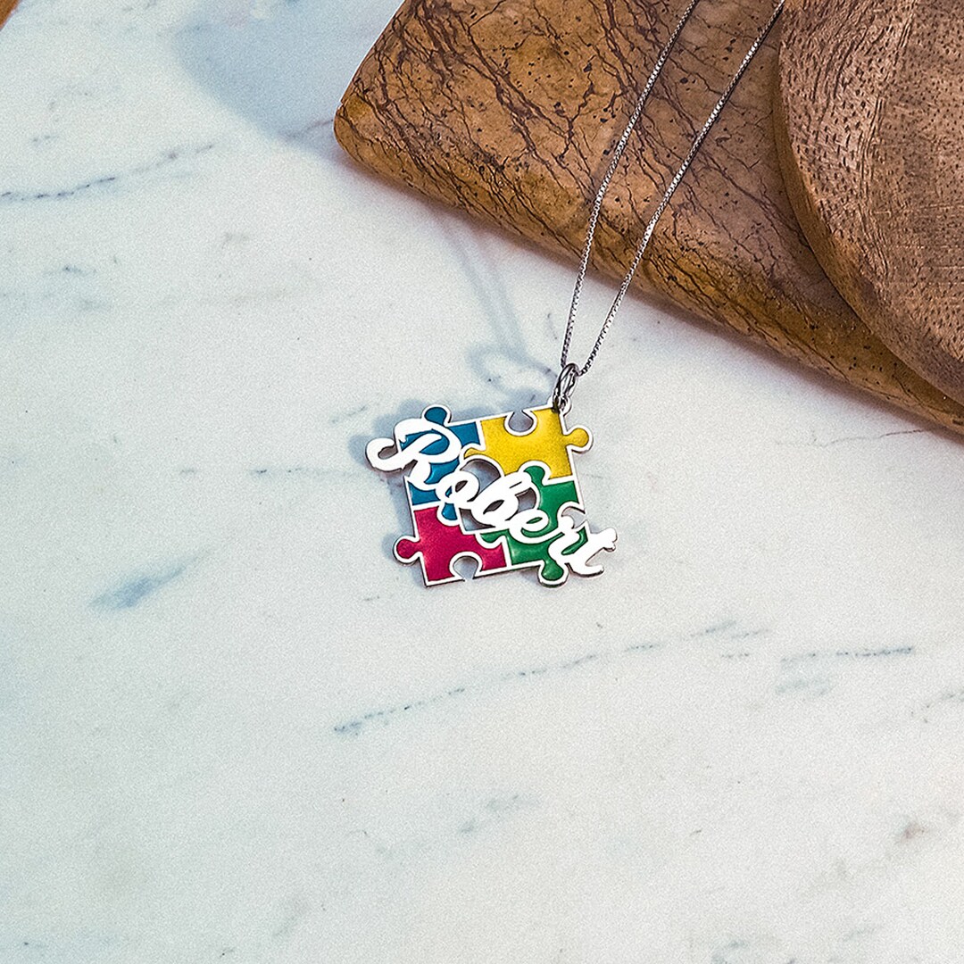 Autism Puzzle Necklace Autism Necklace Autism Awareness Necklace