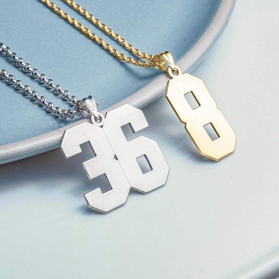 Number Necklace Custom Number Necklace Number Pendant Etsy