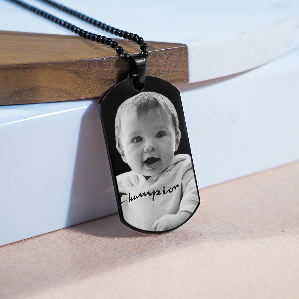 Black Photo Dog Tags Black Stainless Steel Dog Tag Laser Etsy