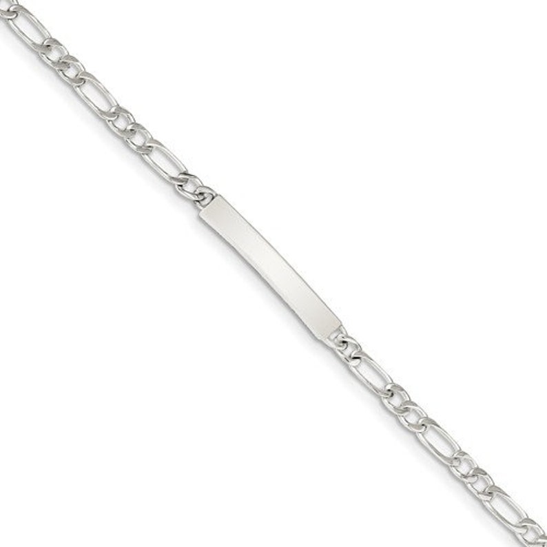 Custom Engraved Sterling Silver Women/'s Figaro Link ID Bracelet