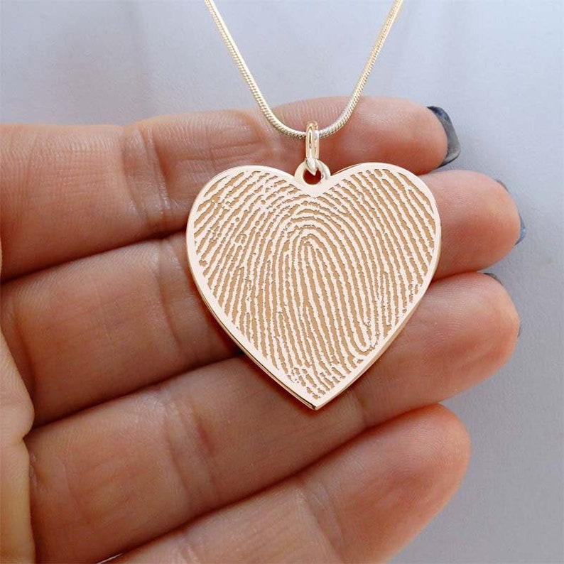 Custom Fingerprint Heart Charm image 2
