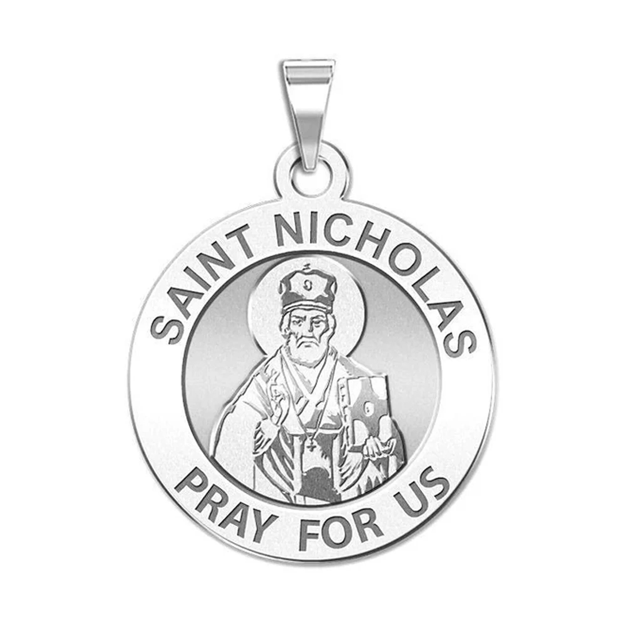 14k Yellow Gold Saint St. Nicholas Religious Medal Pendant Necklace | EBay