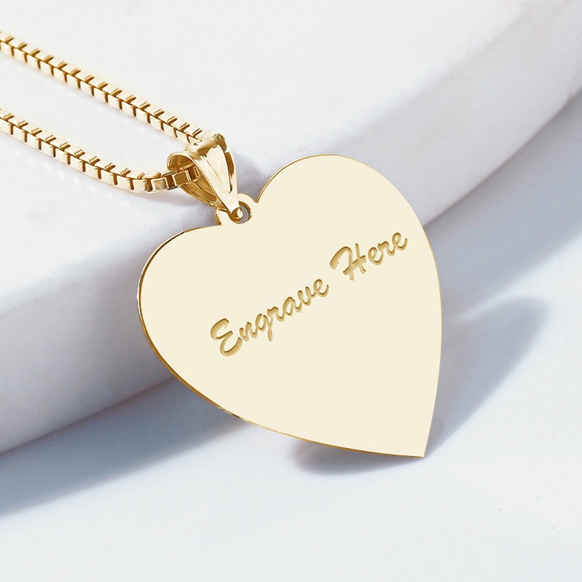 Engraved Heart Pendant Charm Etsy