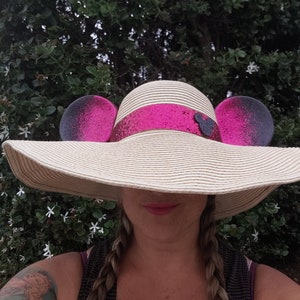 Mickey Sunhat.  Sunhat. Disney Hat. Mickey Ears. Mickey Hat. Glitter Mickey Ears.