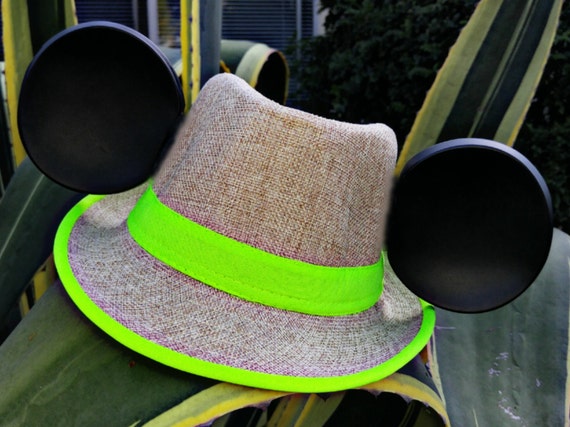 Summer Mickey Ears. Neon Hat. Yellow 